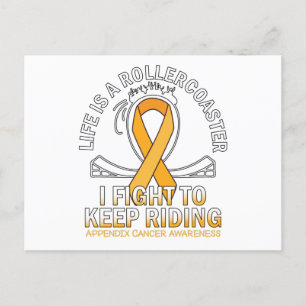 Appendix cancer awareness amber ribbon postcard