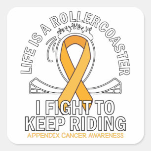Appendix cancer awareness amber ribbon square sticker