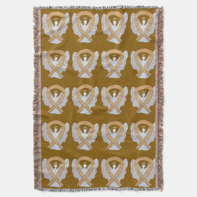 Appendix Cancer Awareness Ribbon Art Throw Blanket (Front Vertical)