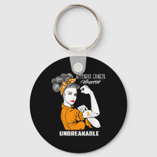 Appendix Cancer Awareness Unbeakable Warrior Shirt Keychain