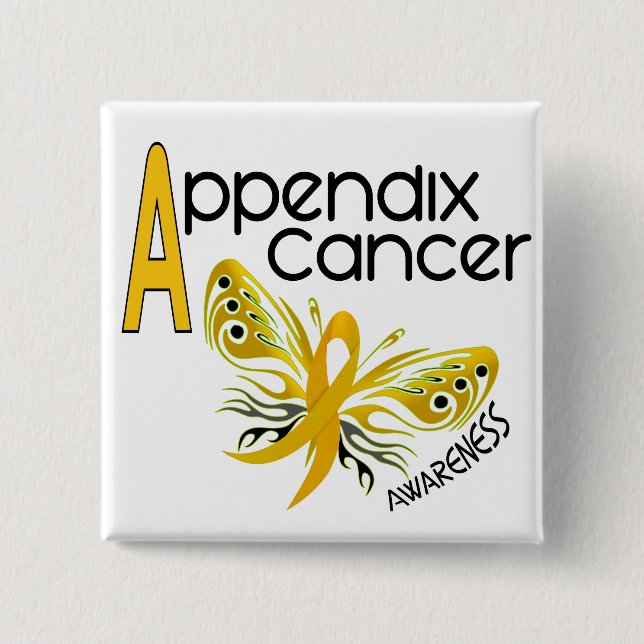 Appendix Cancer BUTTERFLY 3.1 2 Inch Square Button (Front)