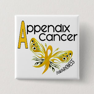 Appendix Cancer BUTTERFLY 3.1 2 Inch Square Button