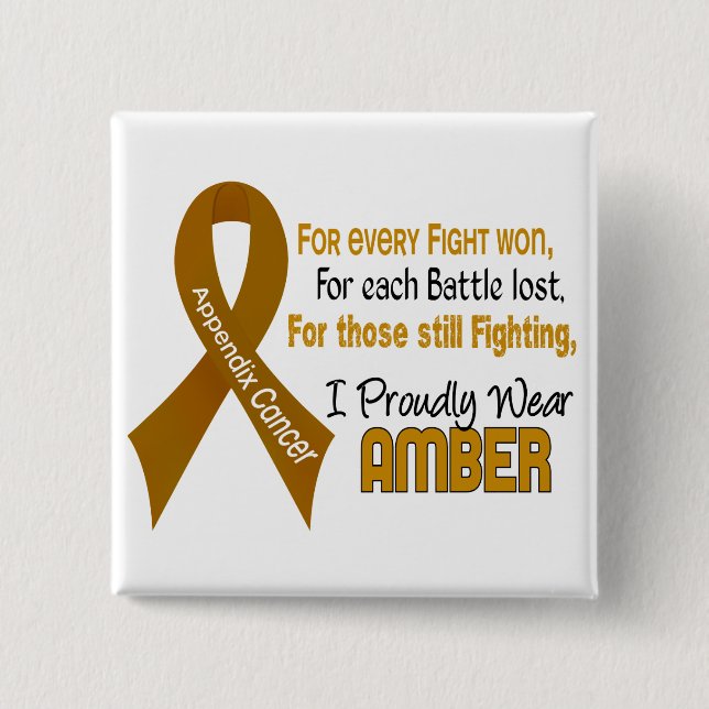 Appendix Cancer For Every…..I Proudly Wear Amber 1 2 Inch Square Button (Front)