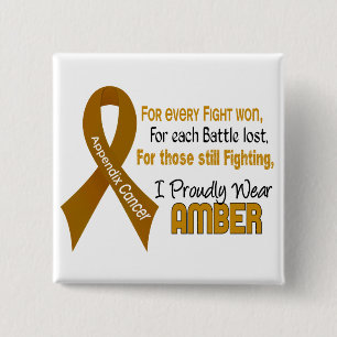 Appendix Cancer For Every…..I Proudly Wear Amber 2 Inch Square Button
