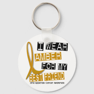 APPENDIX CANCER I Wear Amber For My Best Friend 37 Keychain