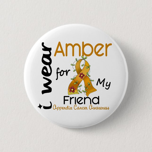 Appendix Cancer I Wear Amber For My Friend 43 2 Inch Round Button (Front)