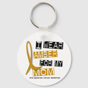 APPENDIX CANCER I Wear Amber For My Mom 37 Keychain