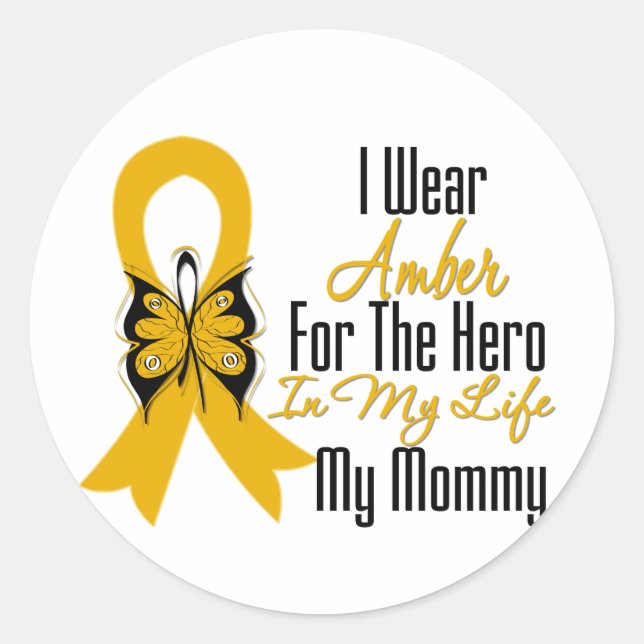 Appendix Cancer Ribbon Hero My Mommy Classic Round Sticker (Front)