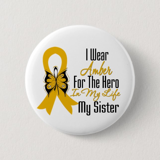 Appendix Cancer Ribbon Hero My Sister 2 Inch Round Button (Front)