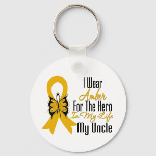 Appendix Cancer Ribbon Hero My Uncle Keychain