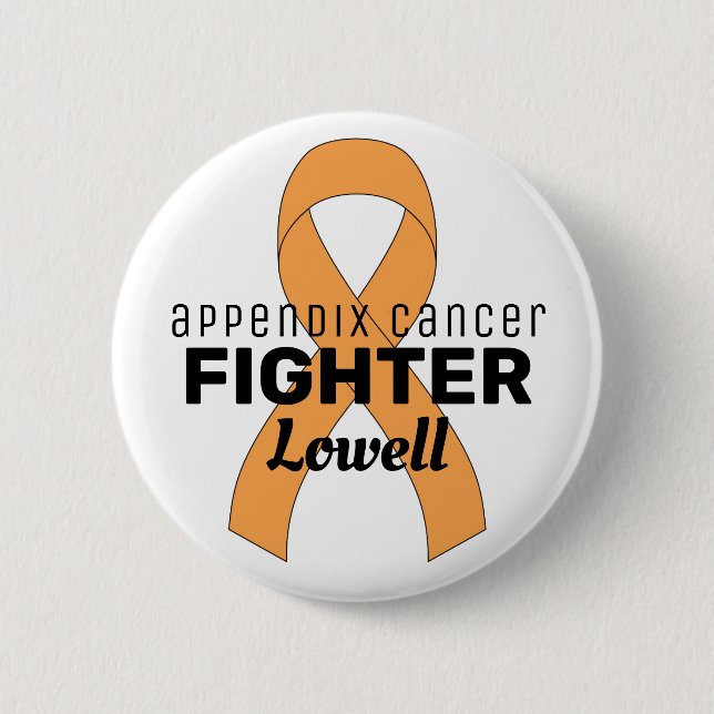 Appendix Cancer Ribbon White Button (Front)