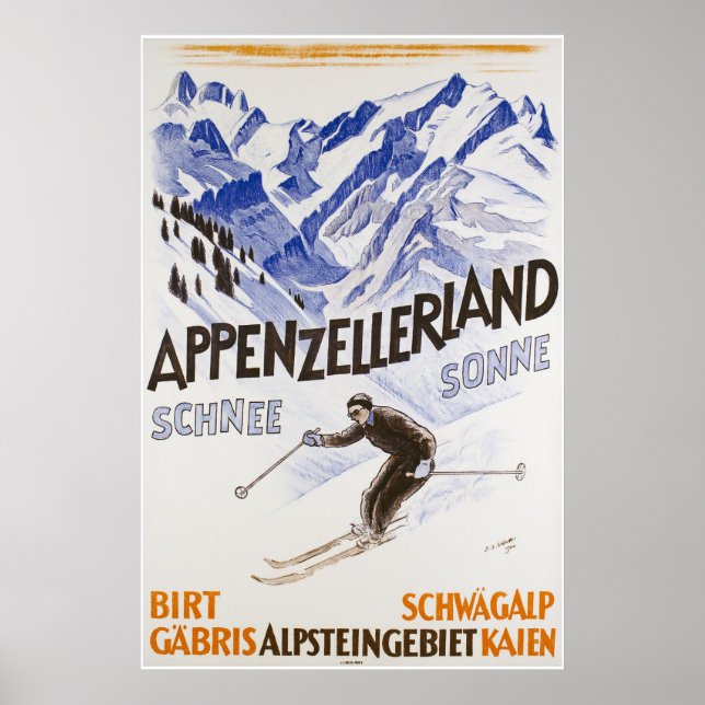Appenzellerland, Schnee Sonne, Affiche de ski de v (Devant)