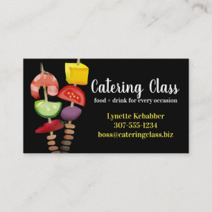 Appetizer shrimp kebab chef catering business card