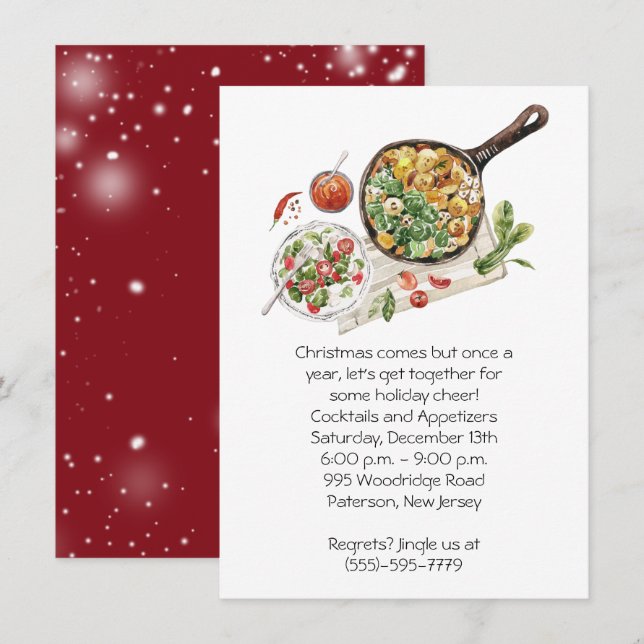 Appetizing Food Christmas Party Invitation (Front/Back)