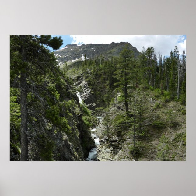 Appistoki Falls and Peak at Glacier National Park Poster (Front)