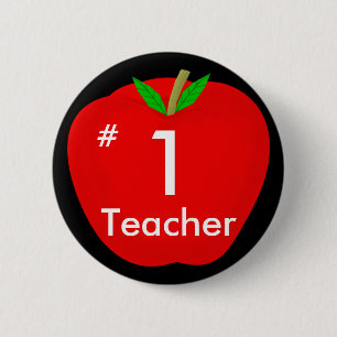 apple, #, 1, Teacher 2 Inch Round Button