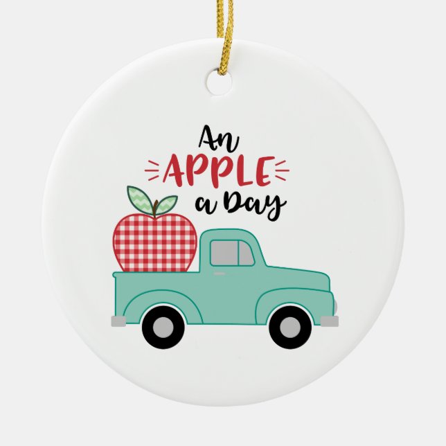Apple A Day Ceramic Ornament (Front)