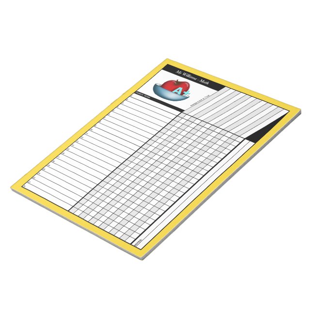 Apple A+ Yellow Teachers' Grade Sheets Notepad (Angled)