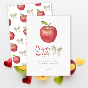 Apple and a bow diaper raffle enclosure card