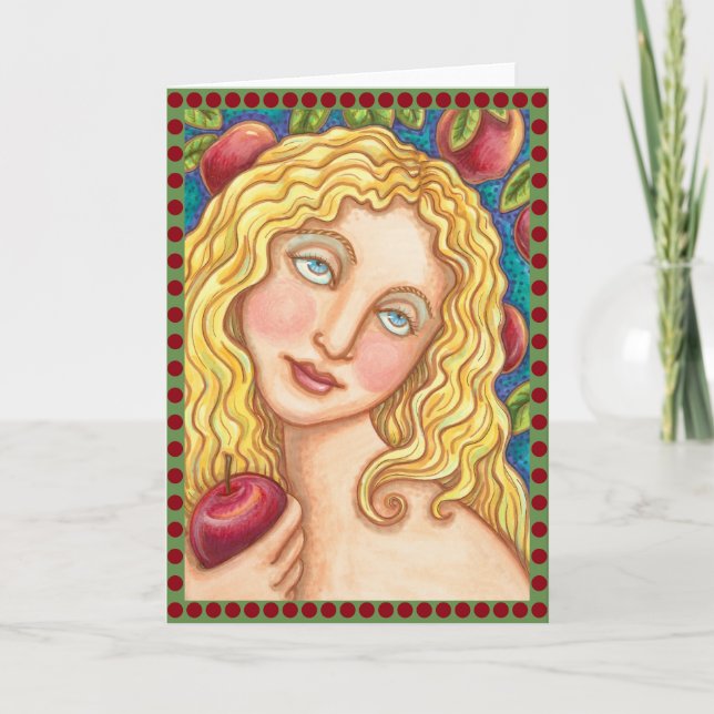 APPLE AND EVE FOLK ART GREETING CARD Blank (Front)