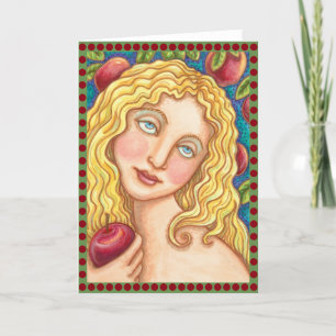 APPLE AND EVE FOLK ART GREETING CARD Blank