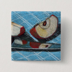 APPLE AND KNIFE ARTWORK 2 INCH SQUARE BUTTON