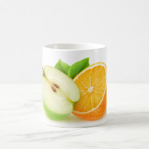 Apple and orange coffee mug