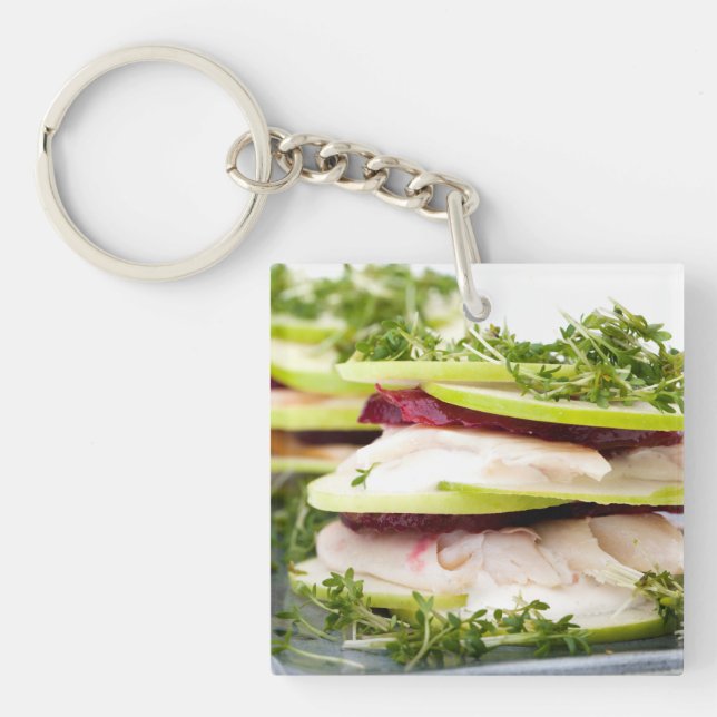 Apple and trout appetizer keychain (Front)
