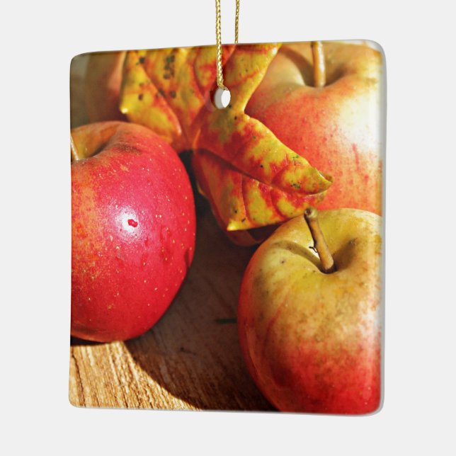 apple apples fruit food vine custom personalize ceramic ornament (Left)
