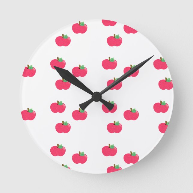 apple apples fruit food vine custom personalize round clock (Front)