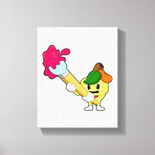 Apple as Painter with Paint brush Canvas Print