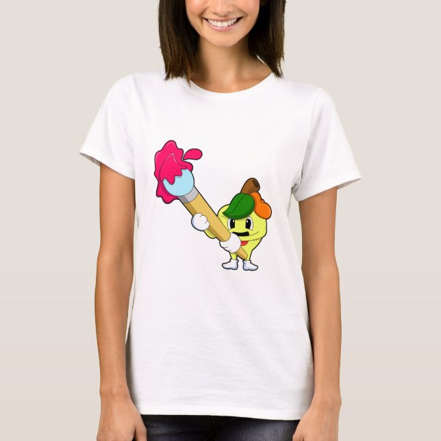Apple as Painter with Paint brush T-Shirt (Front)