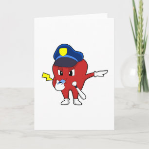 Apple as Police officer with Whistle & Baton Card