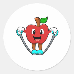 Apple at Fitness with Rope Classic Round Sticker
