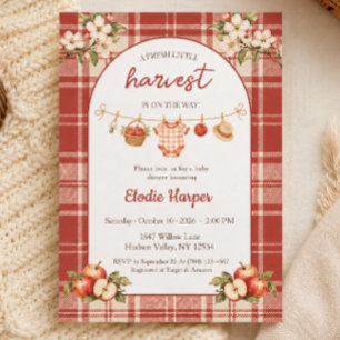 Apple Baby Shower Floral Fresh Harvest Rustic Invitation