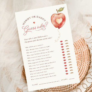 Apple Baby Shower Mommy or Daddy Game Card