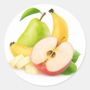 Apple, banana and pear classic round sticker