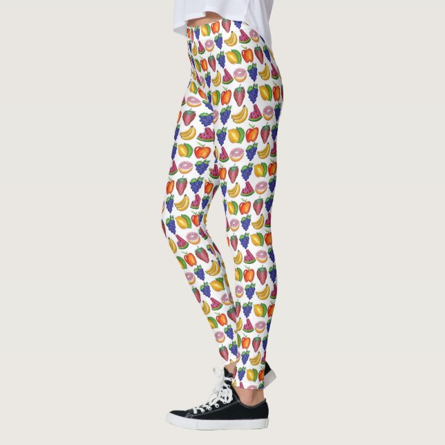Apple Banana Lemon Lime Grapes Berry Fruit Salad Leggings (Left)