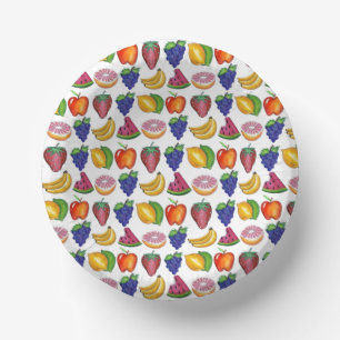 Apple Banana Lemon Lime Grapes Berry Fruit Salad Paper Plate