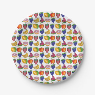 Apple Banana Lemon Lime Grapes Berry Fruit Salad Paper Plate