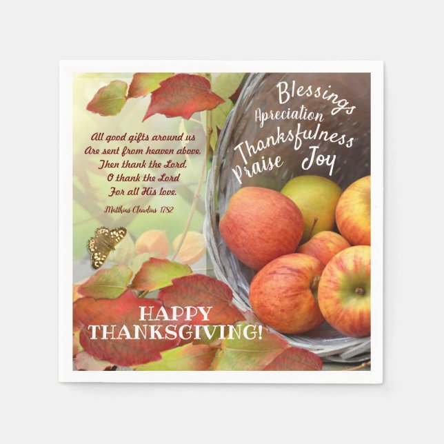 Apple Basket Praise and Thanksgiving Napkin (Front)