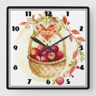 Apple Basket Square Wall Clock