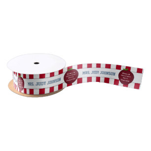 Apple Best Teacher Personalized Ribbon Blue Satin Ribbon