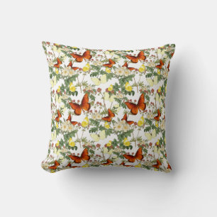 Apple blossom and Butterflies Heritage Images Throw Pillow