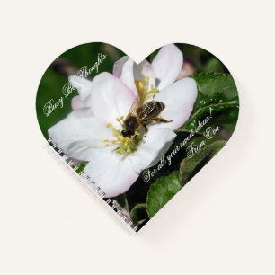 Apple Blossom & Bee Macro Photo   Heart Notebook
