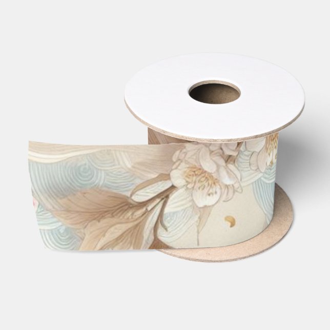 Apple Blossom Branches Satin Ribbon (Spool)