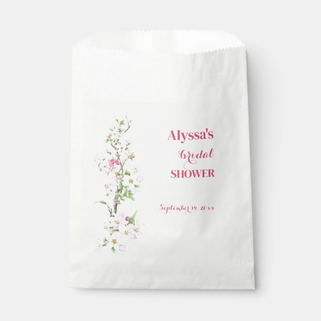 Apple Blossom Bridal Shower Personalized Favour Bag (Front)