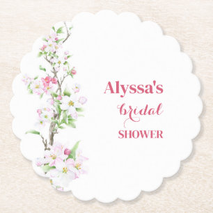 Apple Blossom Bridal Shower Personalized Paper Coaster