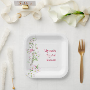 Apple Blossom Bridal Shower Personalized Paper Plate