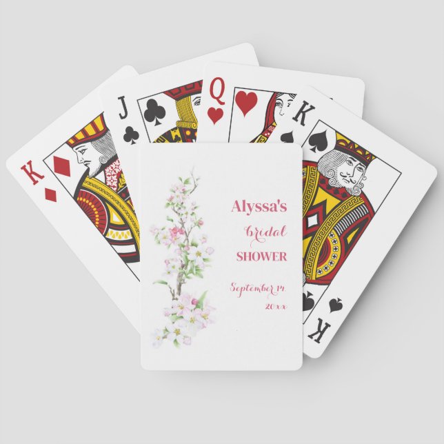 Apple Blossom Bridal Shower Personalized Playing Cards (Back)